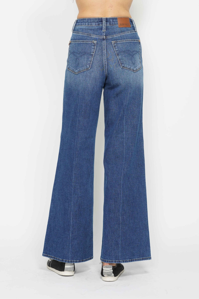 Judy Blue High Waist Tummy Control Retro Wide Leg Denim Jeans 88847