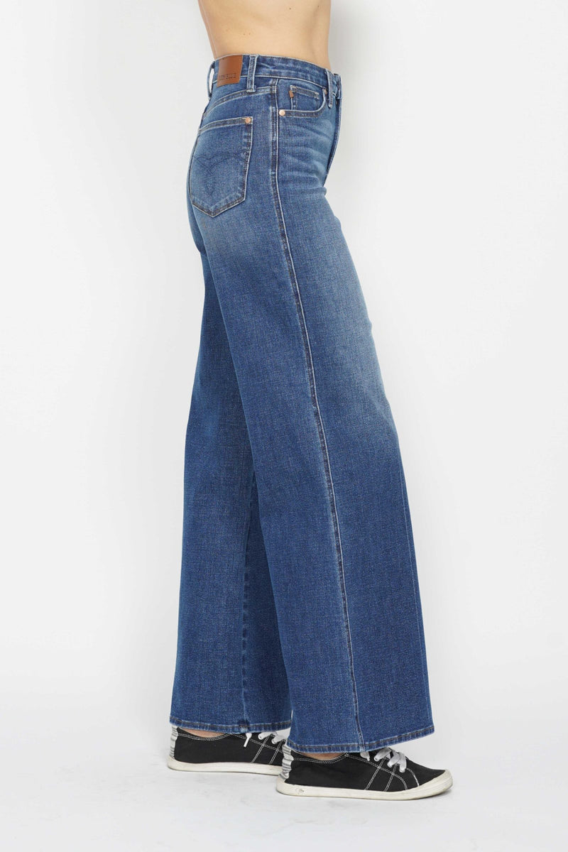 Judy Blue High Waist Tummy Control Retro Wide Leg Denim Jeans 88847