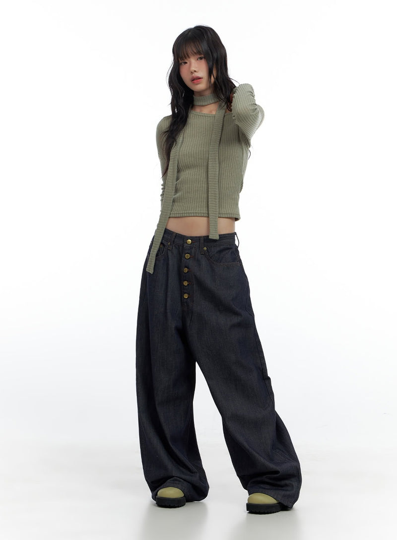 Etta Buttoned Non-Fade Denim Jeans CS420