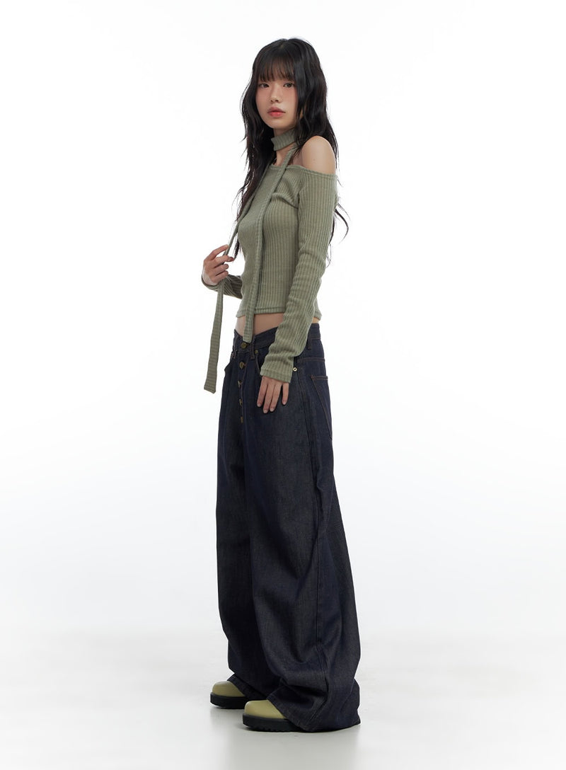 Etta Buttoned Non-Fade Denim Jeans CS420