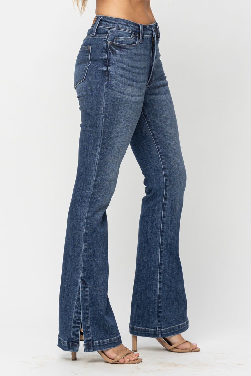 Judy Blue High Waist Tummy Control Top w/ SS Hemmed Slim Bootcut Denim Jeans 88476