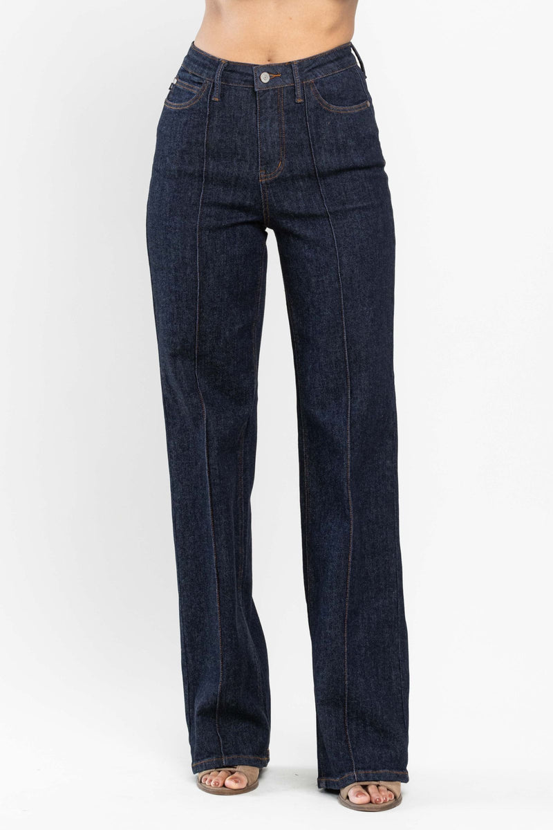 Judy Blue High Waist Front Seam & Dart Detail Wide Leg Denim Jeans 88664