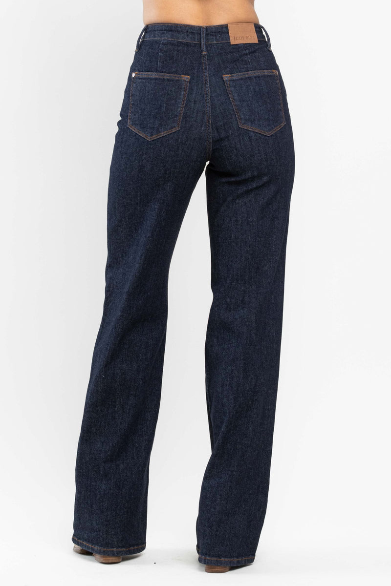 Judy Blue High Waist Front Seam & Dart Detail Wide Leg Denim Jeans 88664