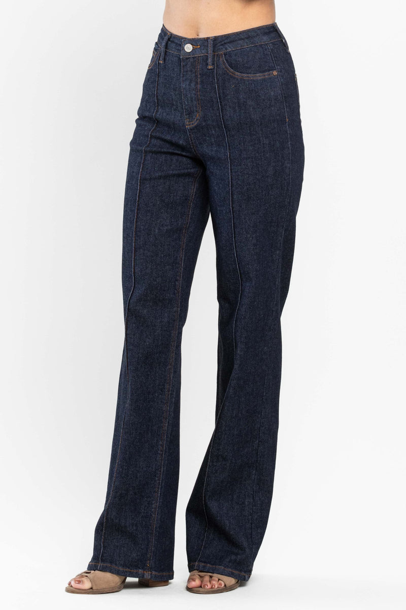 Judy Blue High Waist Front Seam & Dart Detail Wide Leg Denim Jeans 88664