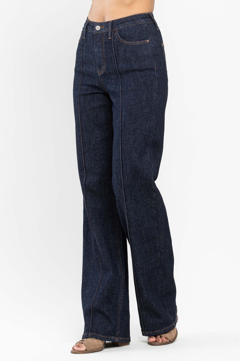 Judy Blue High Waist Front Seam & Dart Detail Wide Leg Denim Jeans 88664