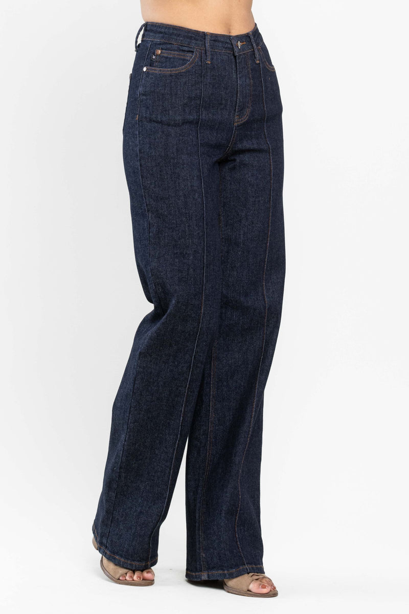 Judy Blue High Waist Front Seam & Dart Detail Wide Leg Denim Jeans 88664