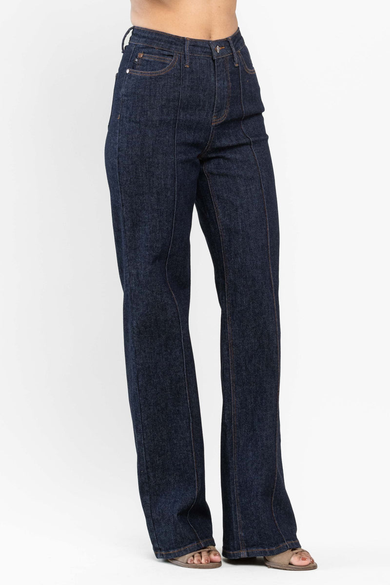 Judy Blue High Waist Front Seam & Dart Detail Wide Leg Denim Jeans 88664
