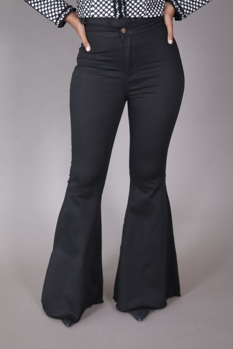 High Waist Wide Leg Black Denim