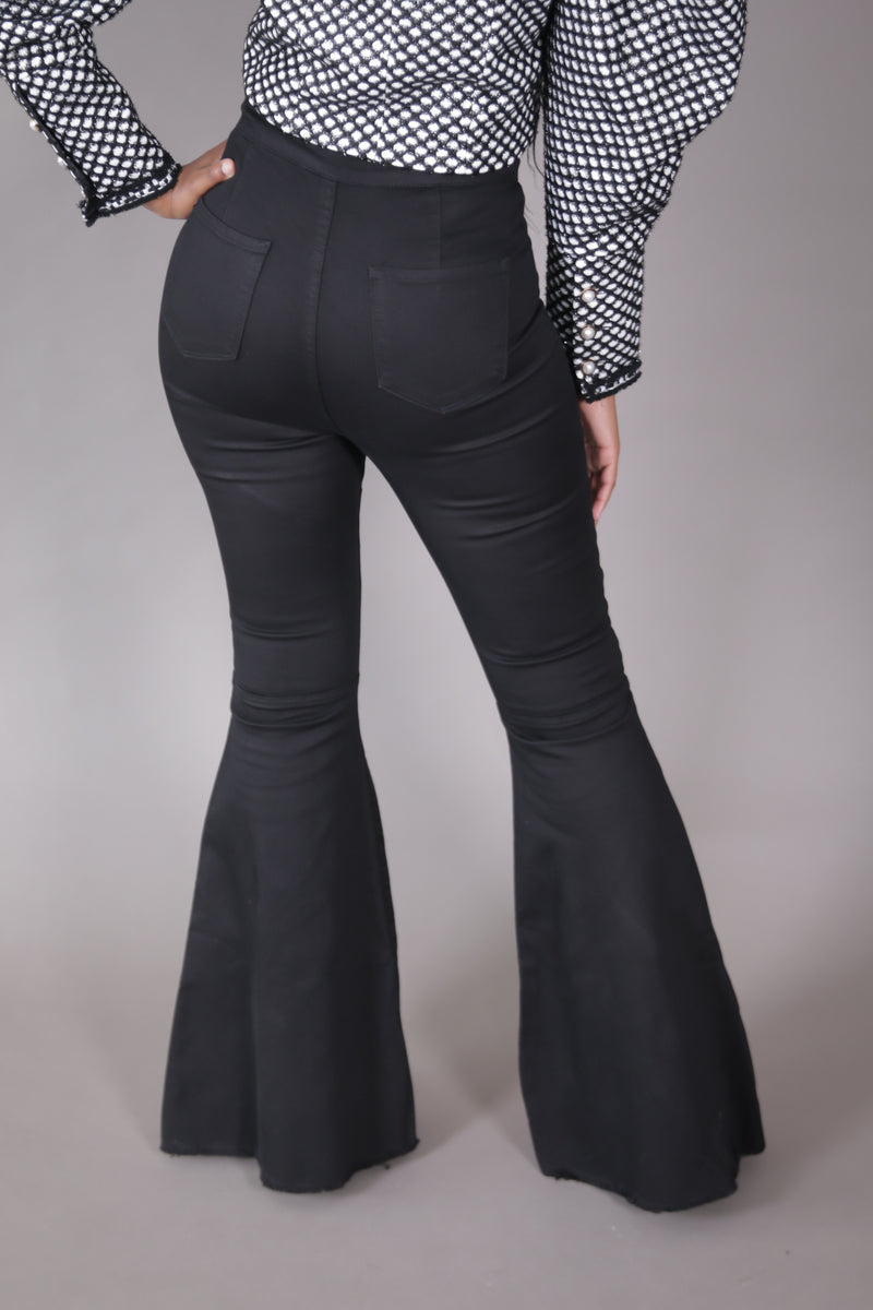 High Waist Wide Leg Black Denim