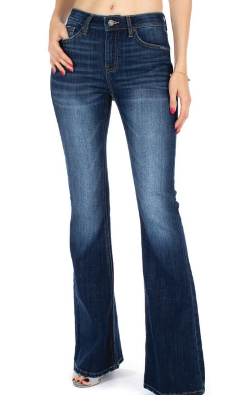 KanCan Mid Rise Flare Dark Denim Jeans
