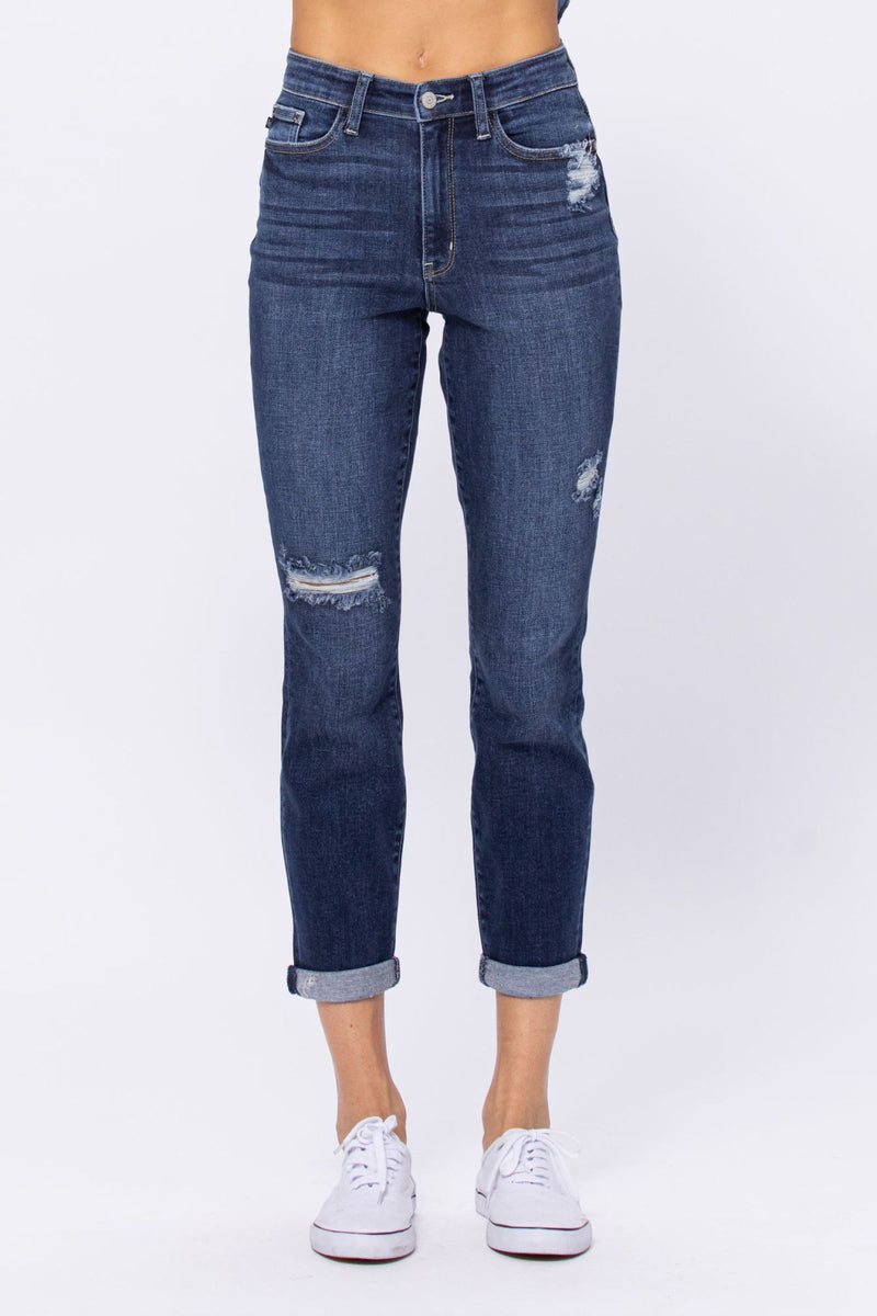 Judy Blue High Rise Destroy Boyfriend Denim Jeans 82328