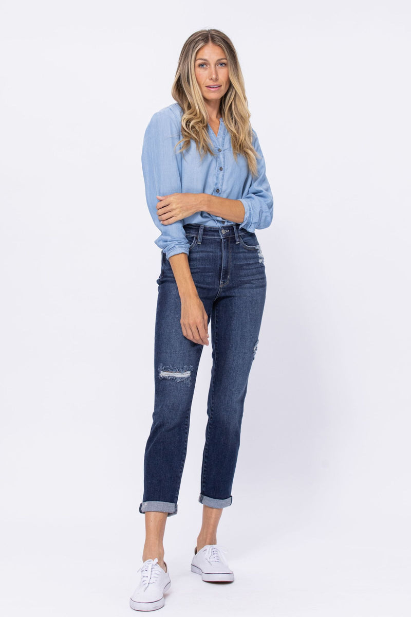 Judy Blue High Rise Destroy Boyfriend Denim Jeans 82328