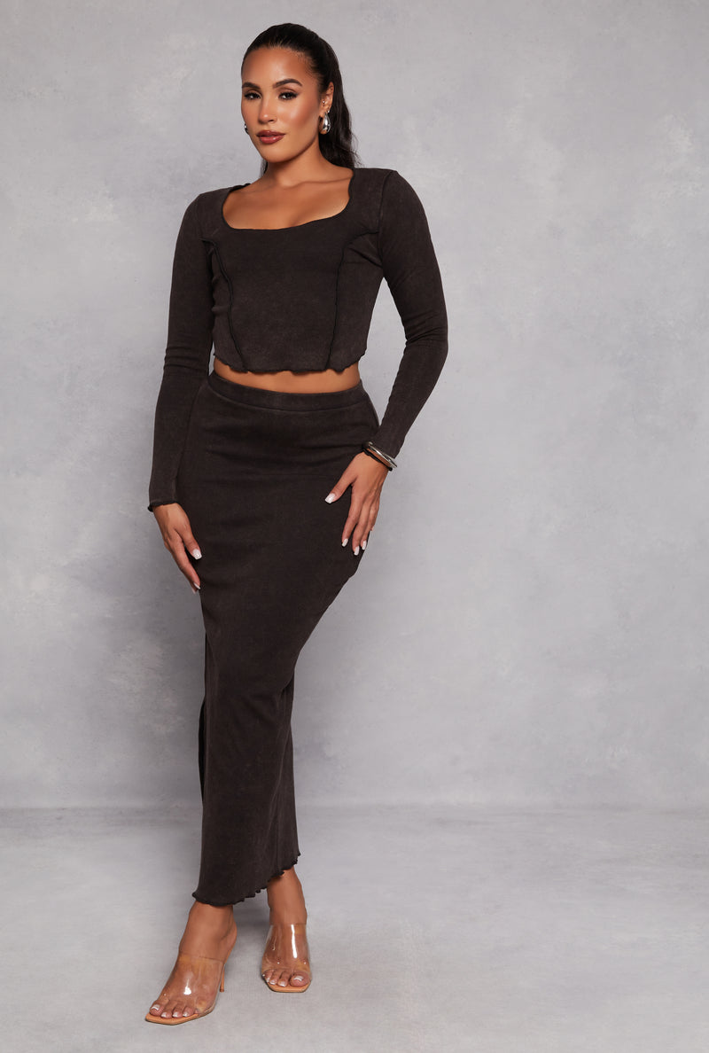 Madden Girl Rib Knit Lettuce Edge Crop Top
