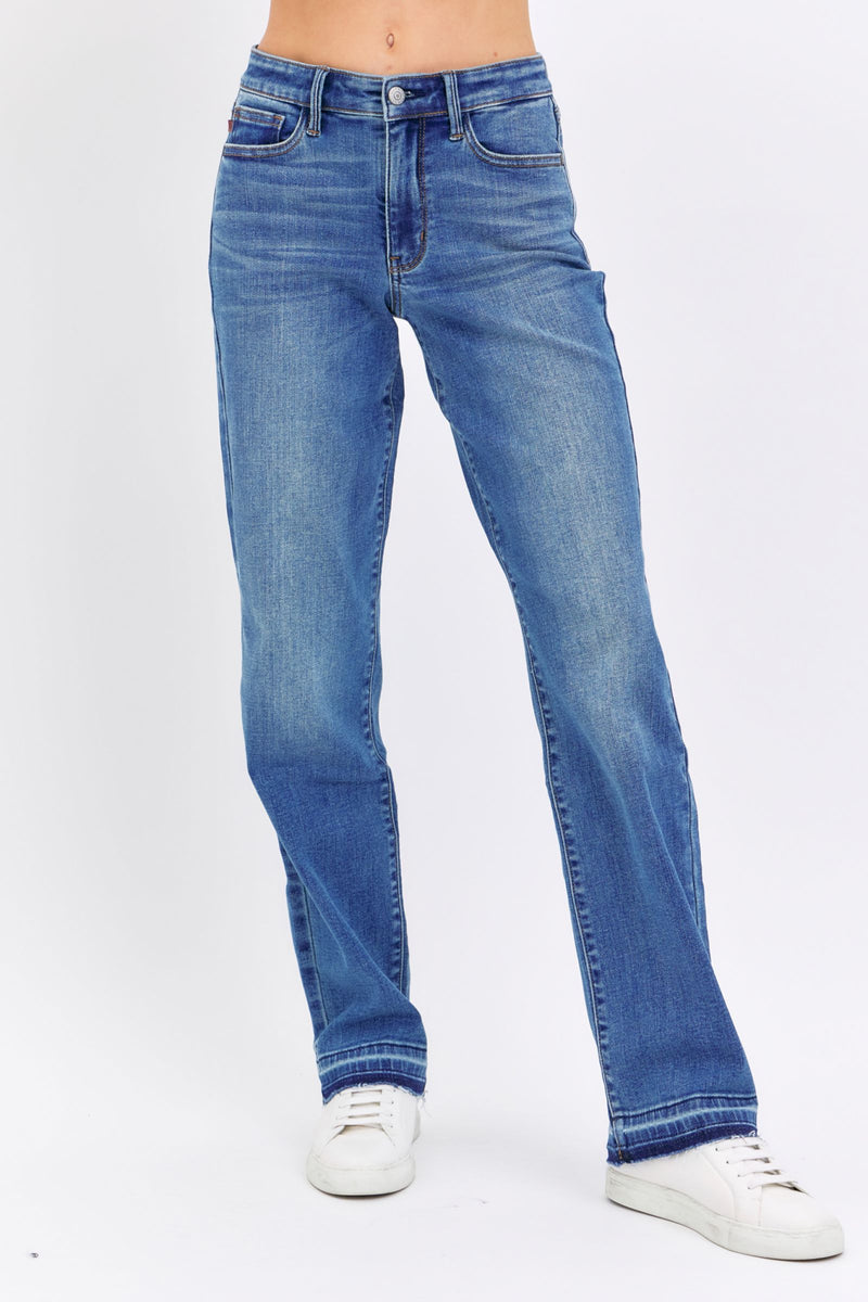 Judy Blue Mid Rise Release Hem Dad Denim Jeans 82465