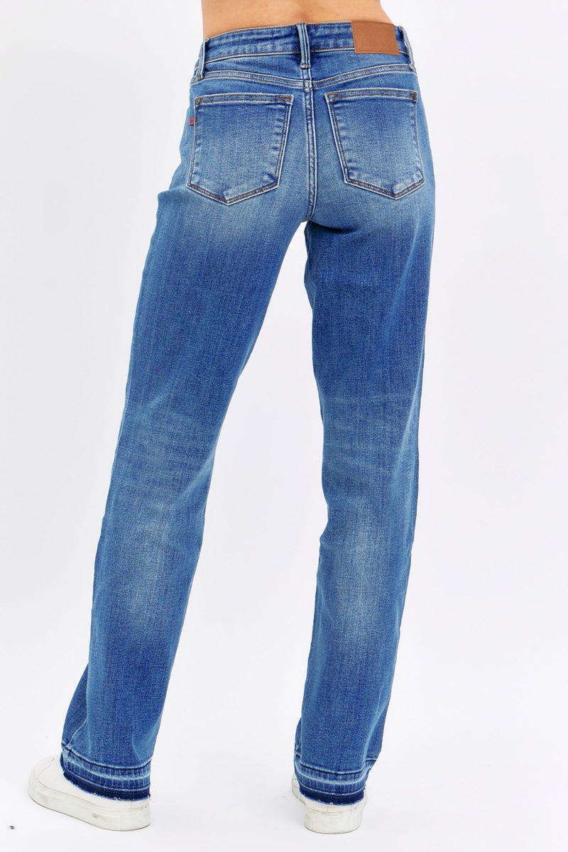 Judy Blue Mid Rise Release Hem Dad Denim Jeans 82465