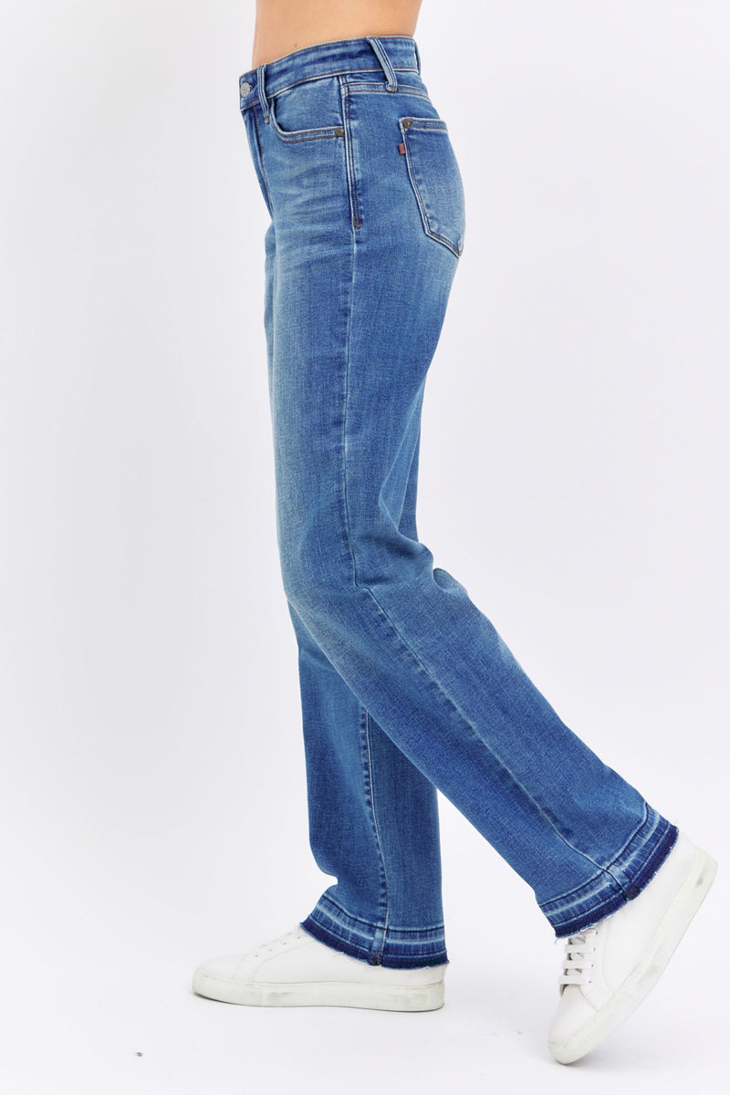 Judy Blue Mid Rise Release Hem Dad Denim Jeans 82465