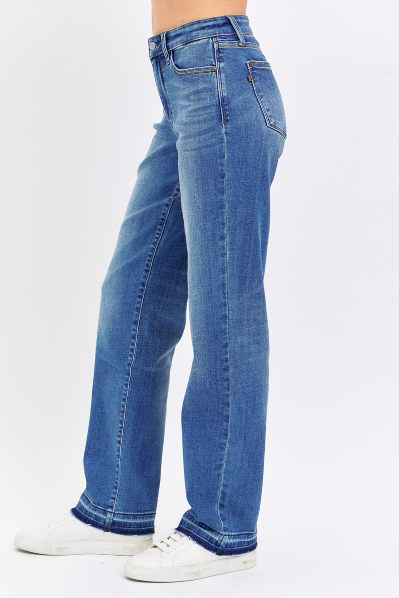 Judy Blue Mid Rise Release Hem Dad Denim Jeans 82465