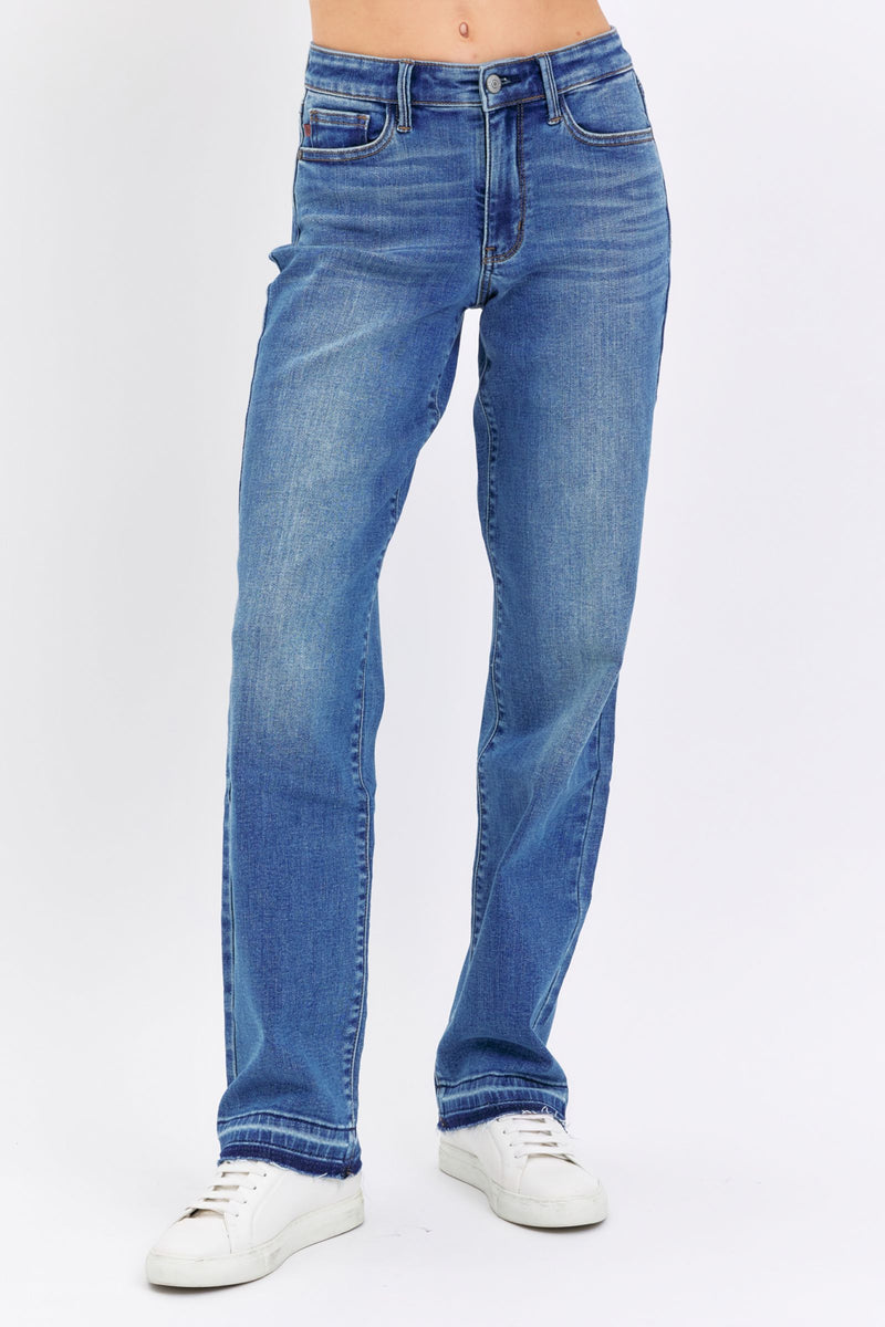 Judy Blue Mid Rise Release Hem Dad Denim Jeans 82465