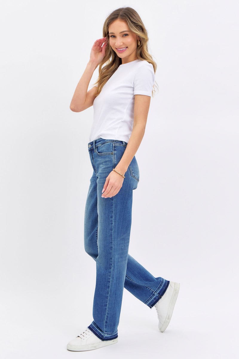 Judy Blue Mid Rise Release Hem Dad Denim Jeans 82465
