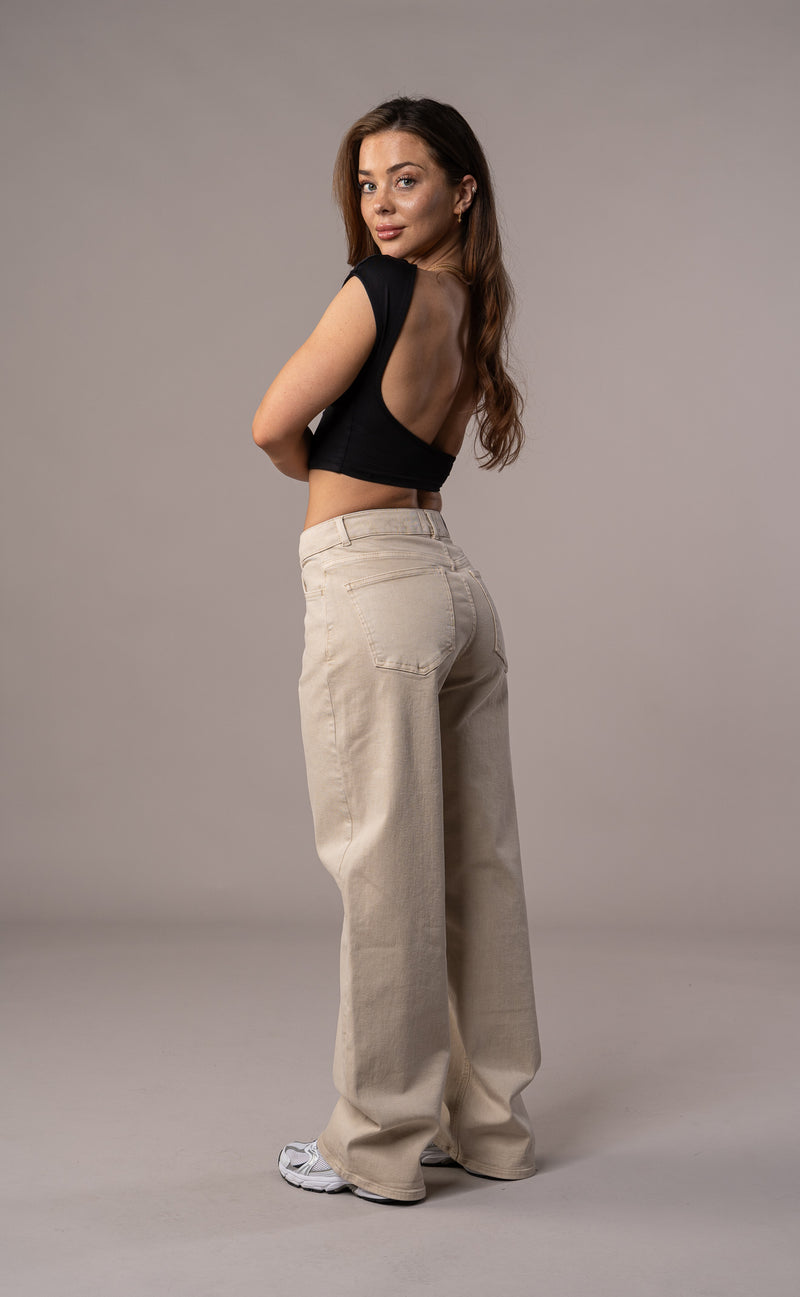 Womens Pastel Baggy Fitjeans - Sand