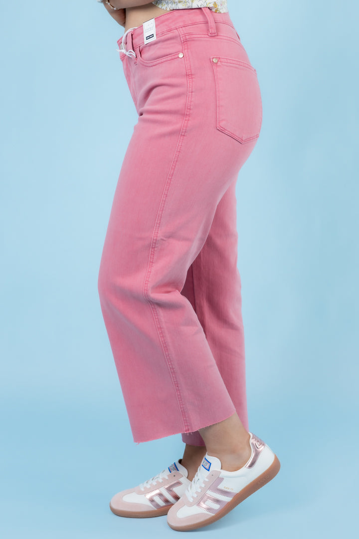 Judy Blue | High Waisted Raw Hem Crop Wide