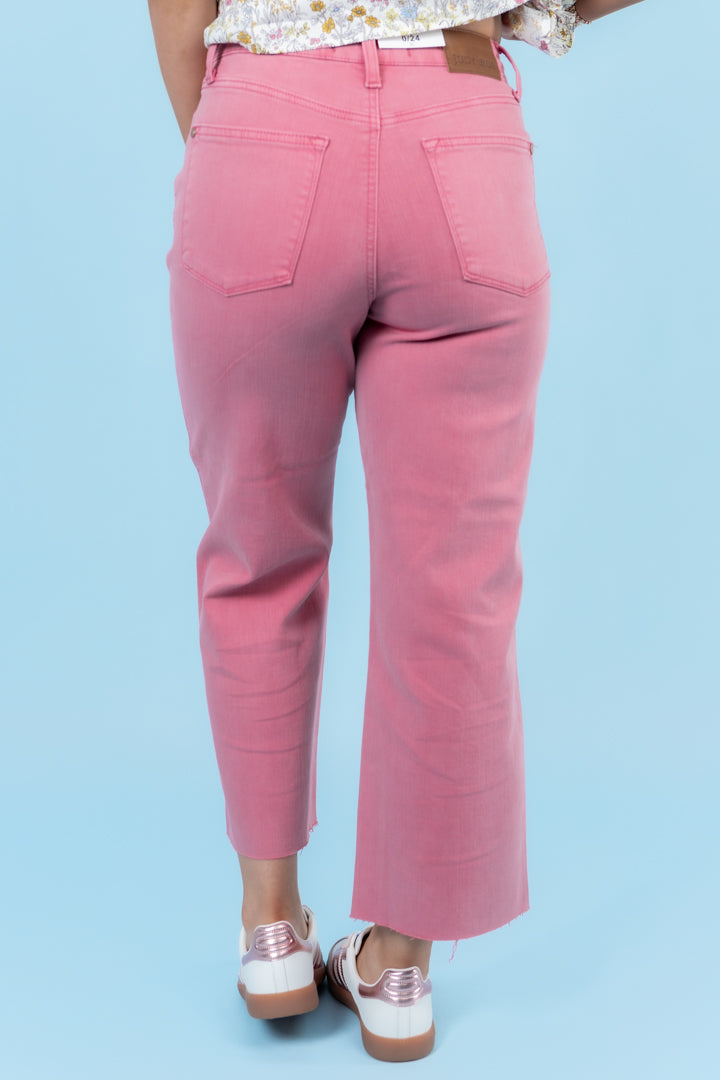 Judy Blue | High Waisted Raw Hem Crop Wide