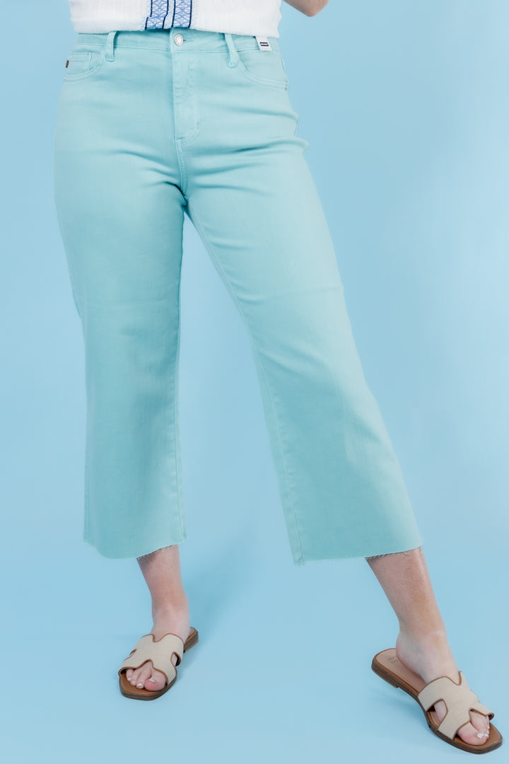 Judy Blue | High Waisted Raw Hem Crop Wide