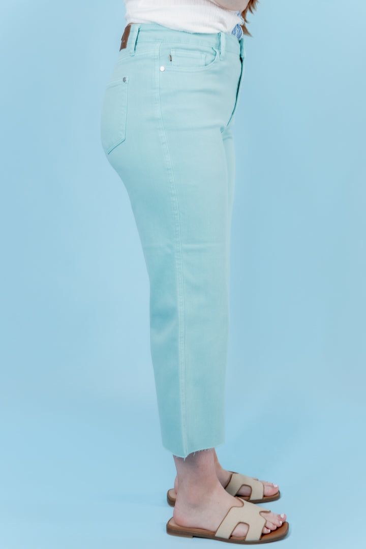 Judy Blue | High Waisted Raw Hem Crop Wide