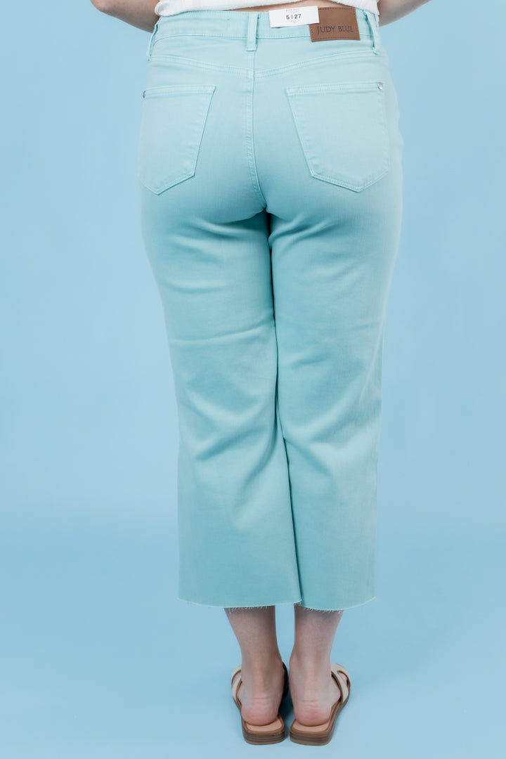 Judy Blue | High Waisted Raw Hem Crop Wide