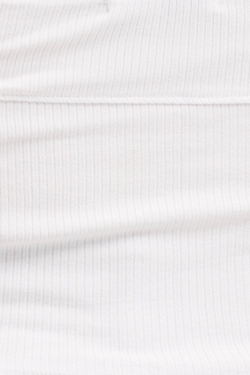 White Tube Top Bandeau Panel Detail Rib Strapless