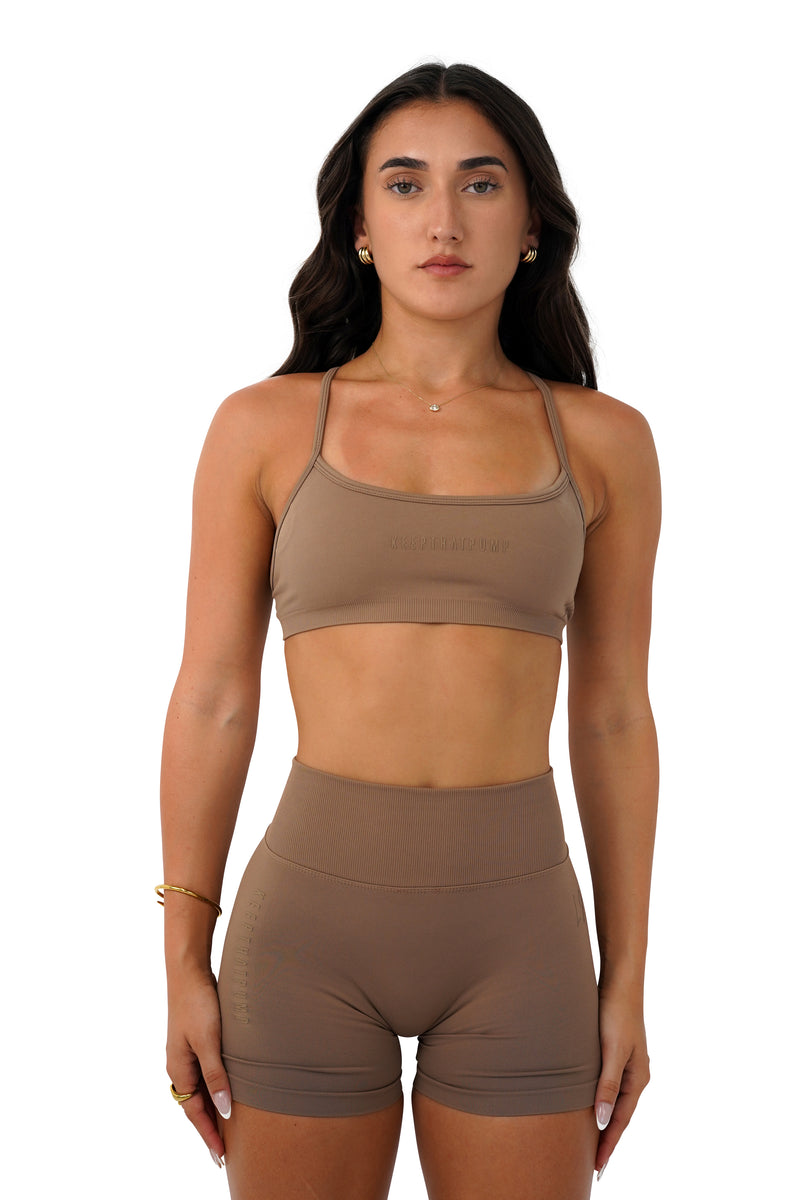 LJ V-BACK SCRUNCH SHORTS - COFFEE