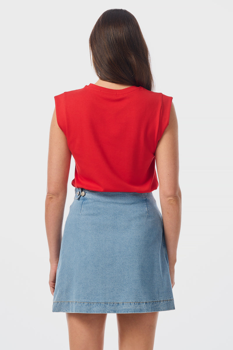 Wrap Mini Skirt - Mid Blue Wash