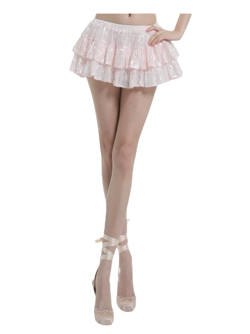 Rosette Fairy Dust Sequin Mini Skirt + Petticoat