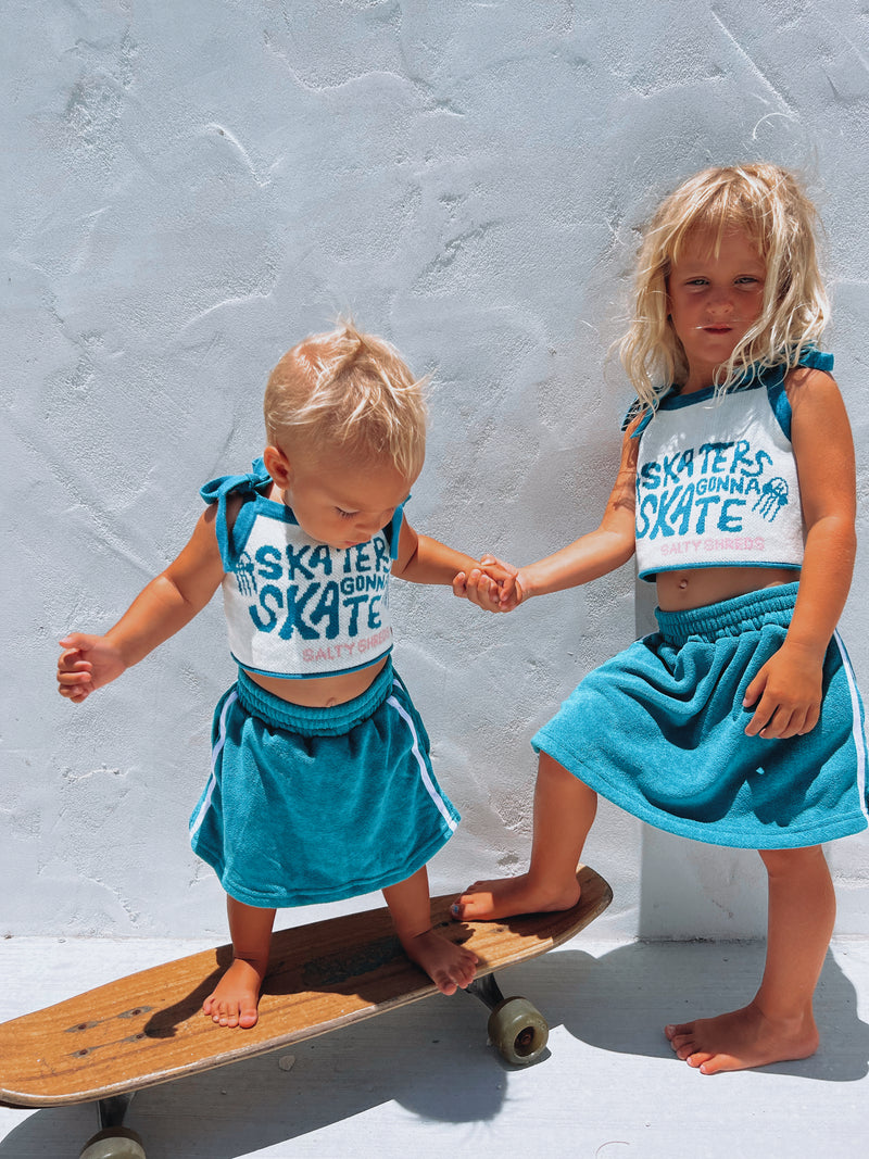 Retro Summer towel skirt - Girls - Blue