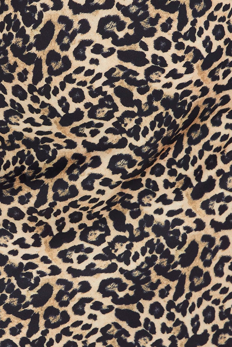 Multi Animal Print Satin Skirt Leopard Split Midi