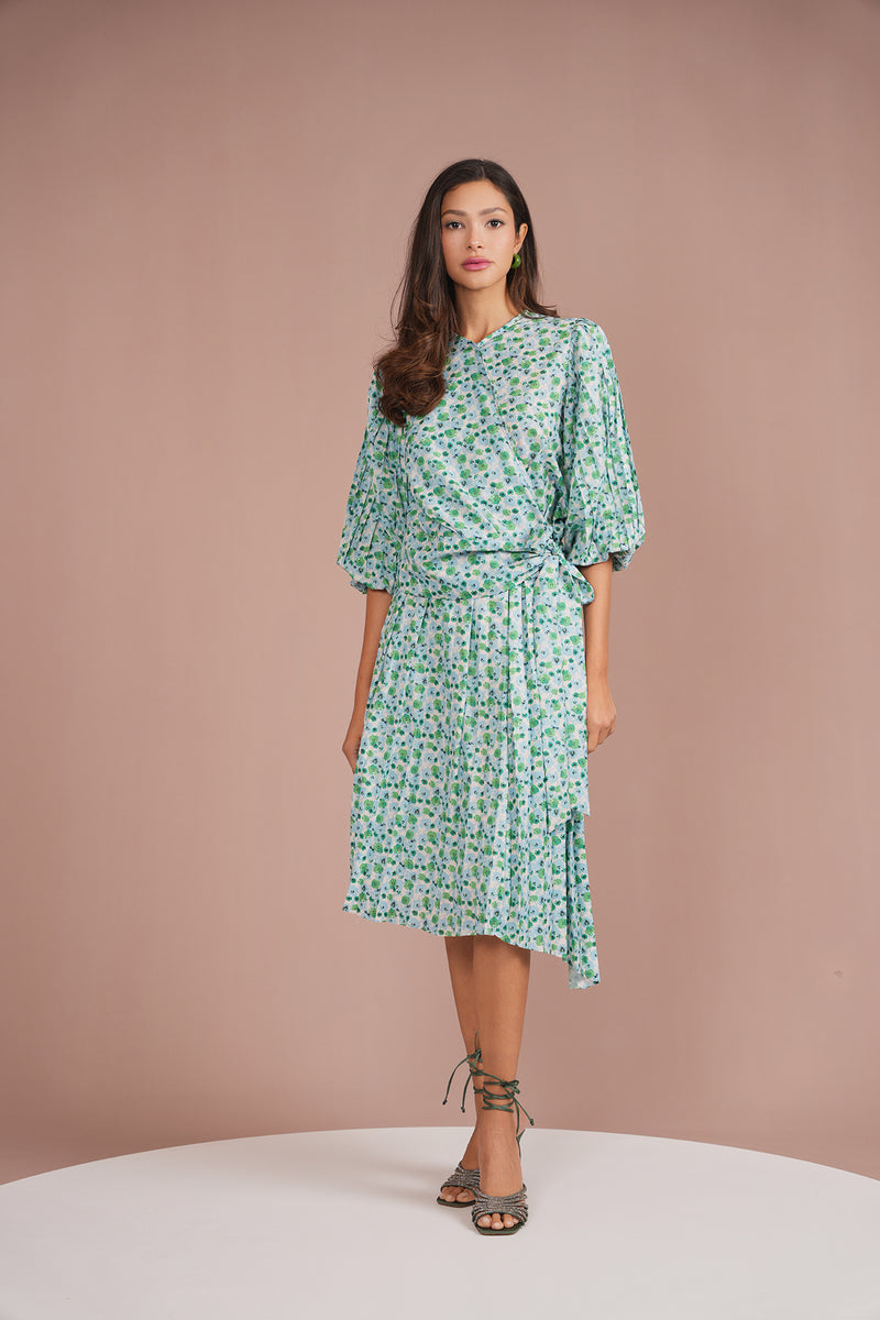 Print Pleated Skirt