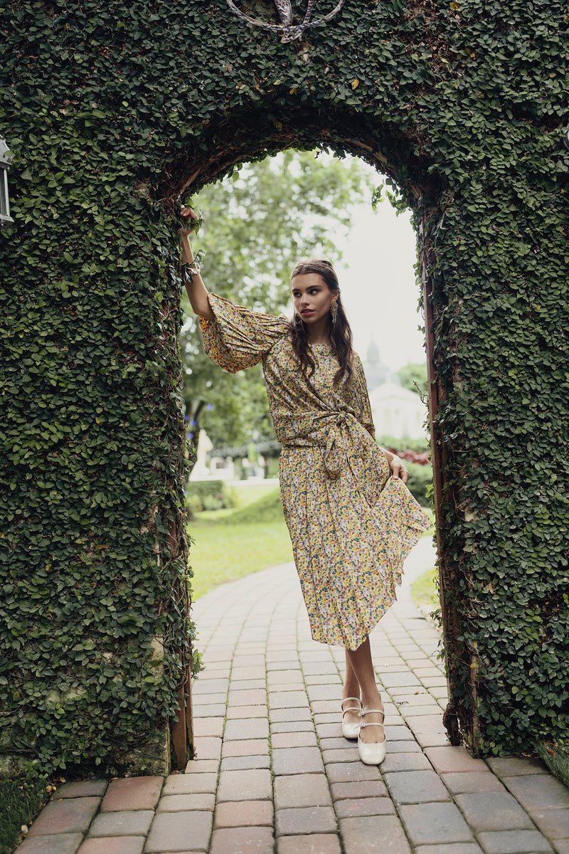 Print Pleated Skirt