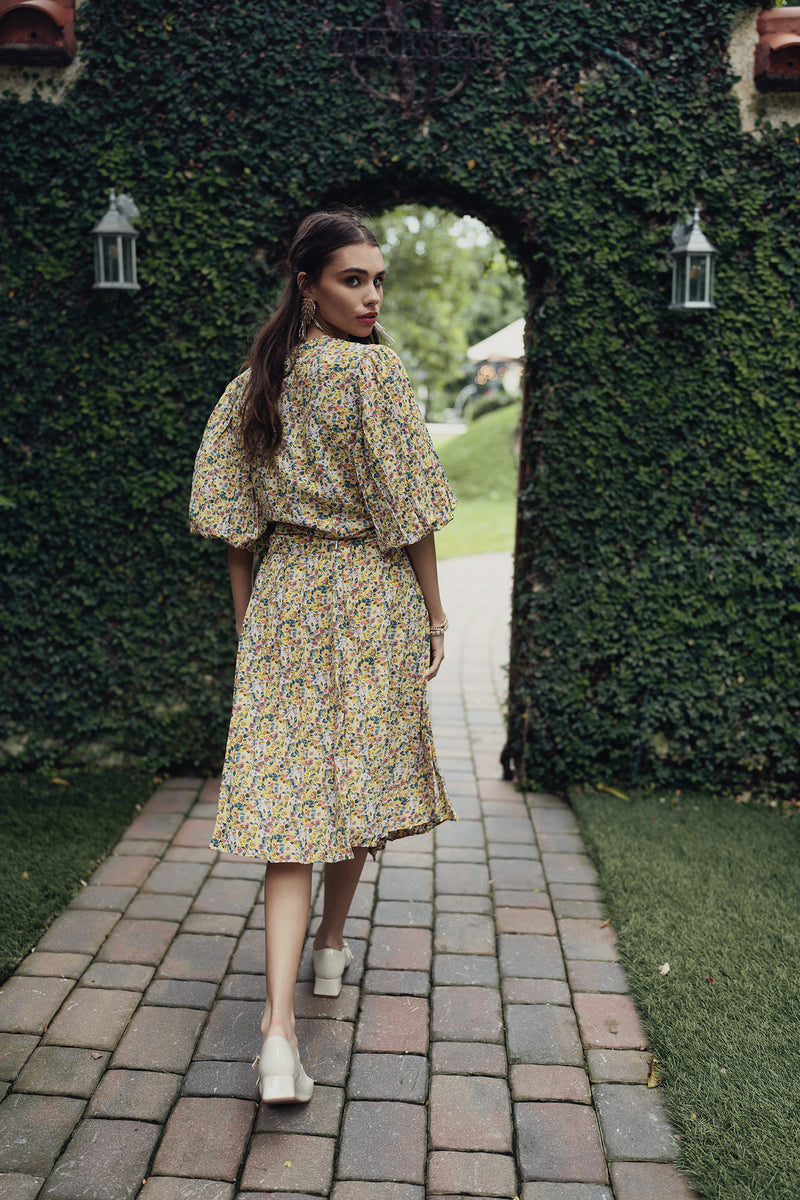 Print Pleated Skirt