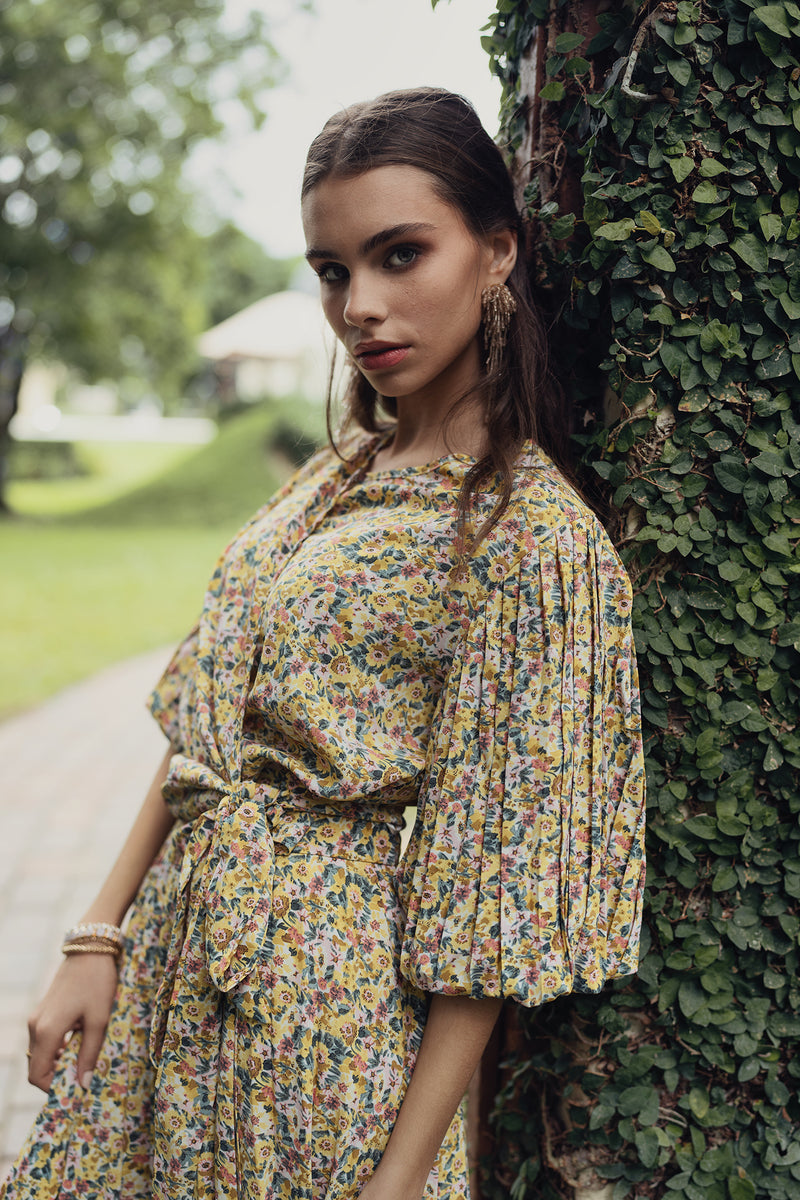 Print Pleated Skirt