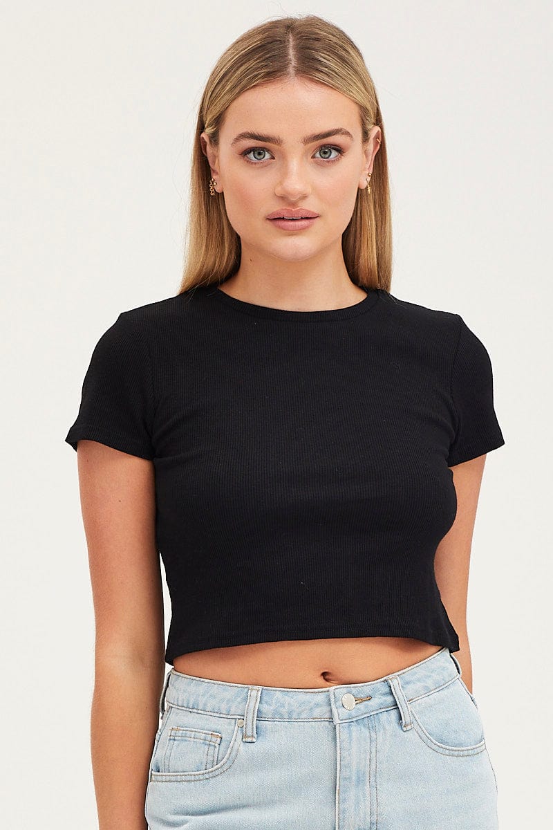 Black T Shirt Short Sleeve Crew Neck