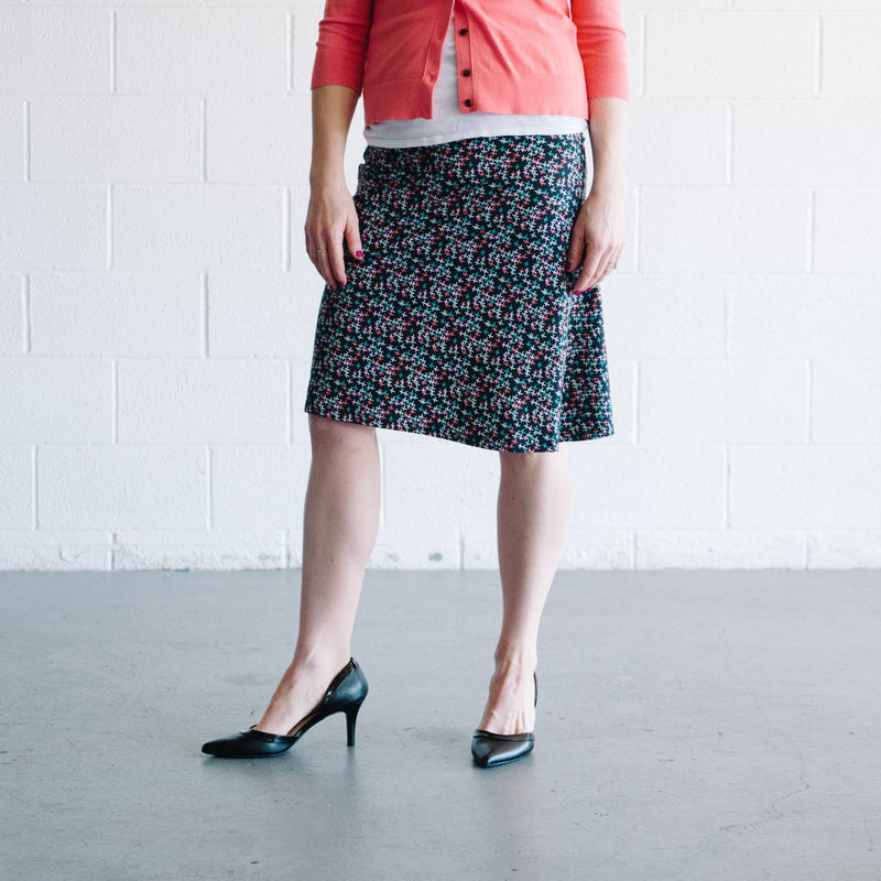 Geometric Floral Midi Skirt