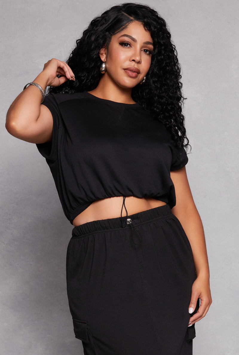 Plus Size Almost Famous Cap Sleeve Sweatshirt