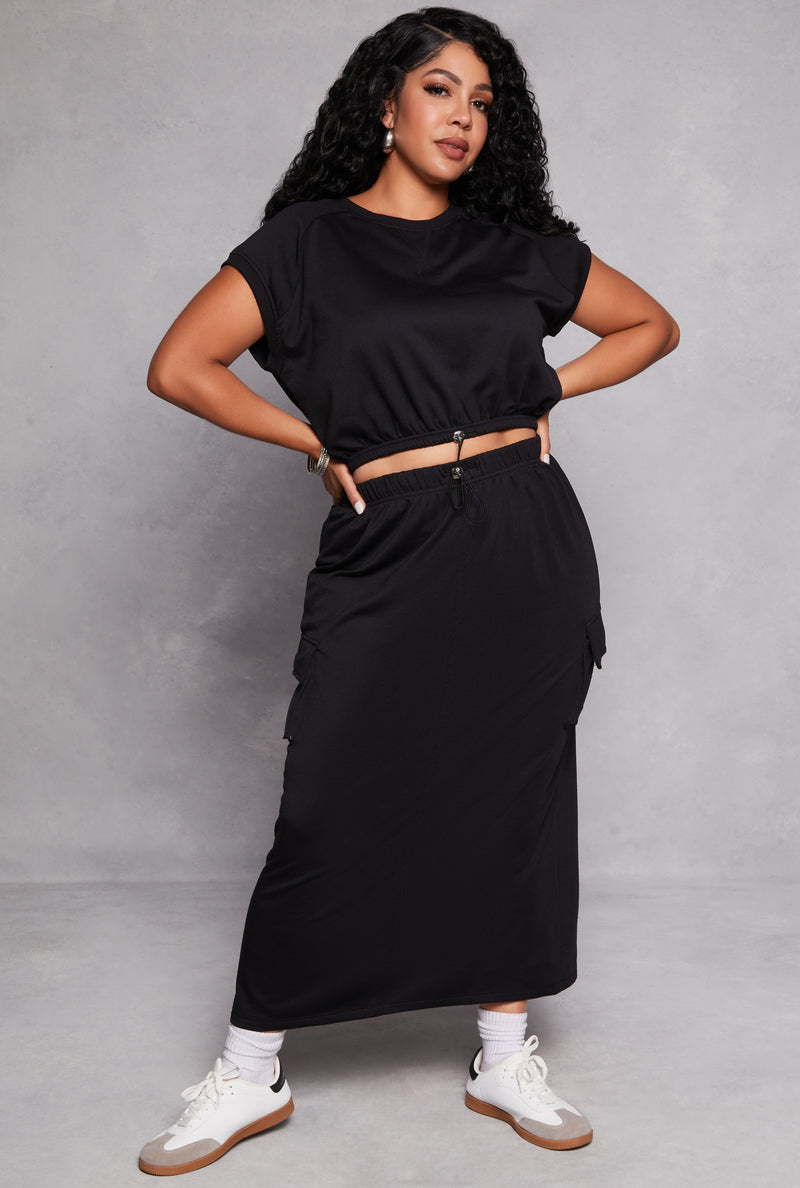Plus Size Almost Famous Cap Sleeve Sweatshirt