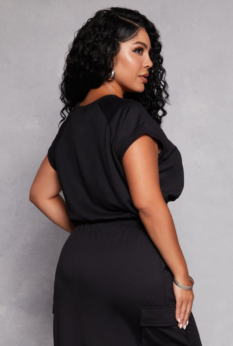 Plus Size Almost Famous Cap Sleeve Sweatshirt