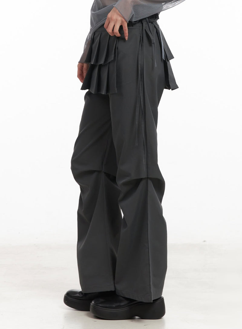 Pintuck Pleated Bootcut Skirt Pants CM503