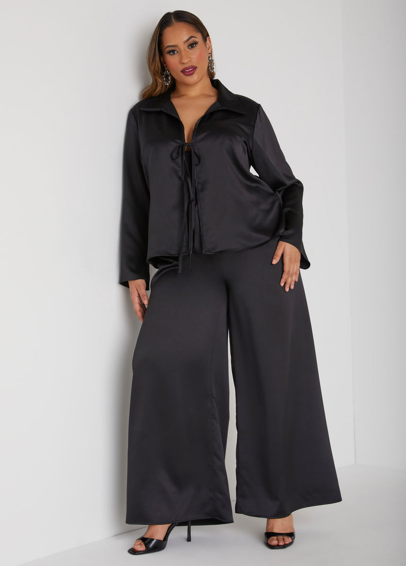 Wide Leg Satin Pants
