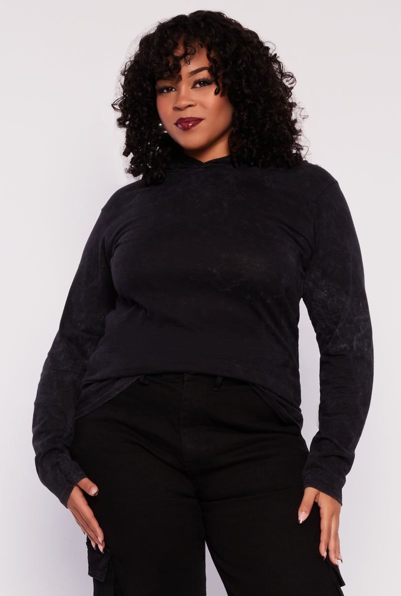 Plus Size Long Sleeve Hooded Top
