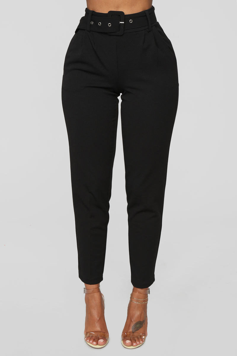 Talia Belted Pants - Black