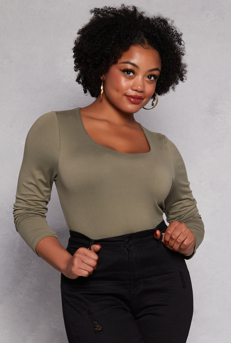 Plus Size Double Layered Scoop Neck Top