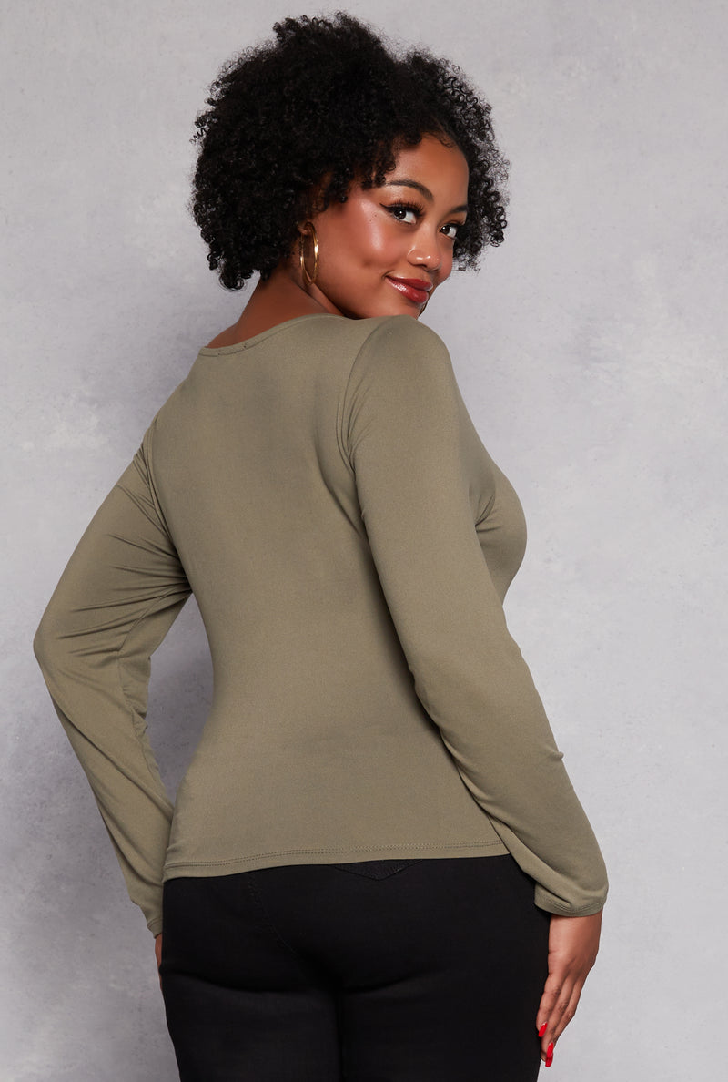Plus Size Double Layered Scoop Neck Top